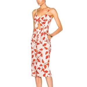 NWT Johanna Ortiz Desirade Dress Midi Sleeveless Cutout Womens 6 Date Leaf Print